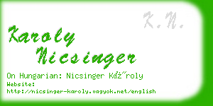 karoly nicsinger business card